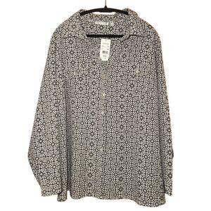 Notations - Women's 3X Button-Up Geometric Print Blouse